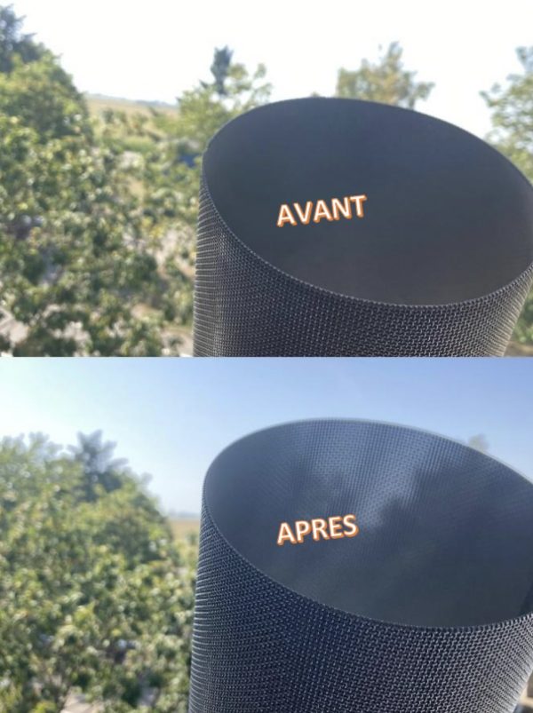 Nettoyage par ultrason de maille 63µ avant après